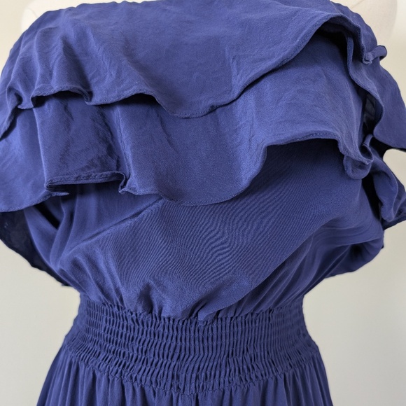 Jay Godfrey Silk Navy Jumpsuit Strapless Sleeveless Wide Leg Navy Long Onepiece - Picture 9 of 14